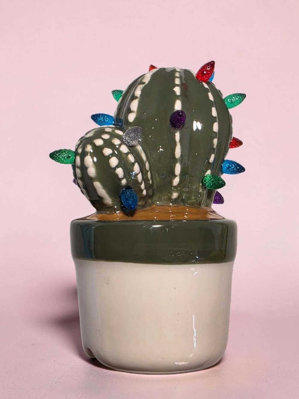 Milltown Merchants Lighted Ceramic Christmas Cactus